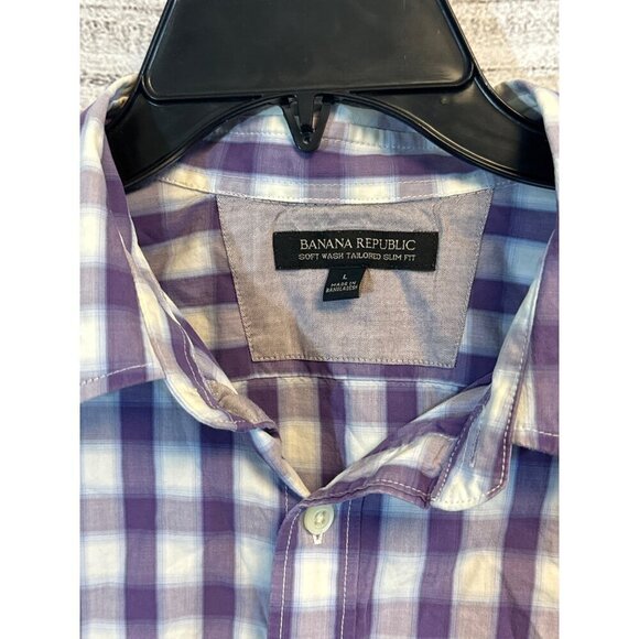 Banana Republic Mens Soft Washed Tailored Button-Down Shirt Slim Fit Size L - Picture 2 of 3